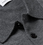 Burberry - Striped Merino Wool Polo Shirt - Gray