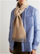 Loewe - Logo-Embroidered Fringed Wool and Cashmere-Blend Scarf