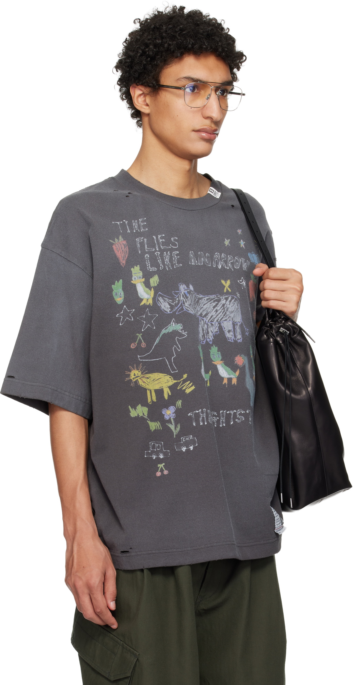 Maison MIHARA YASUHIRO Gray Kids Doodle Printed T-shirt