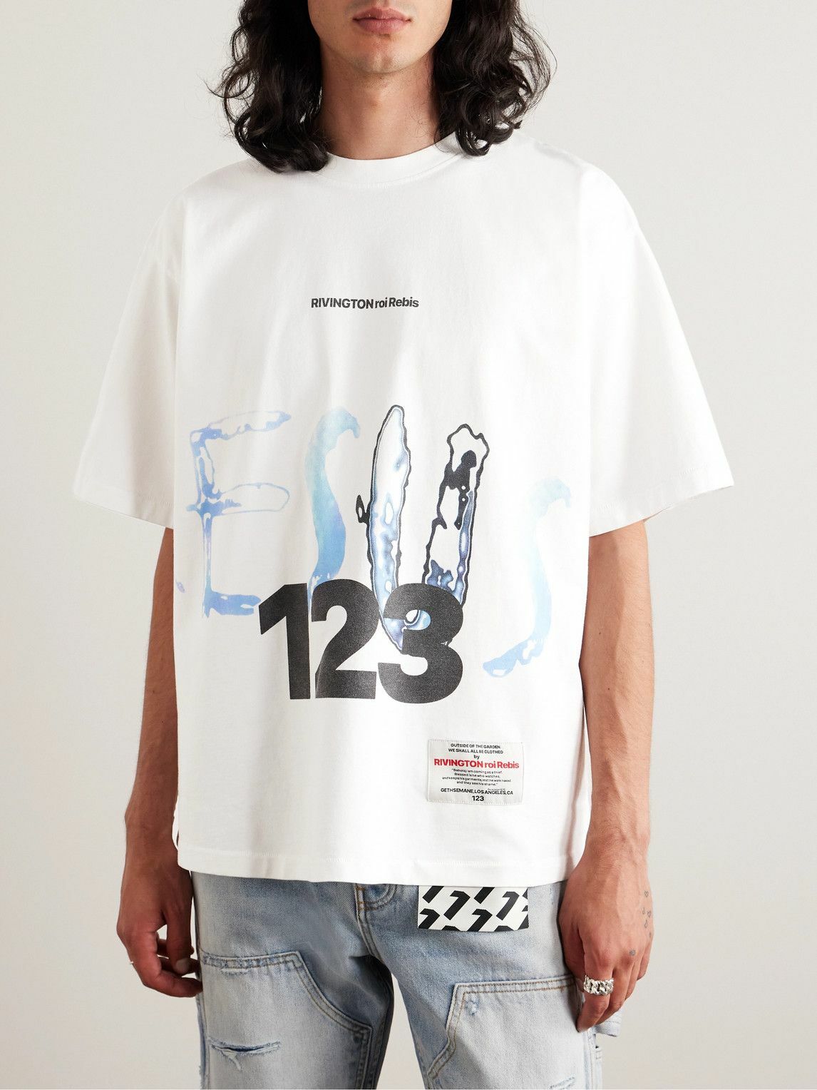 RRR123 - Cesus Saves World Tour Logo-Print Appliquéd Cotton-Jersey