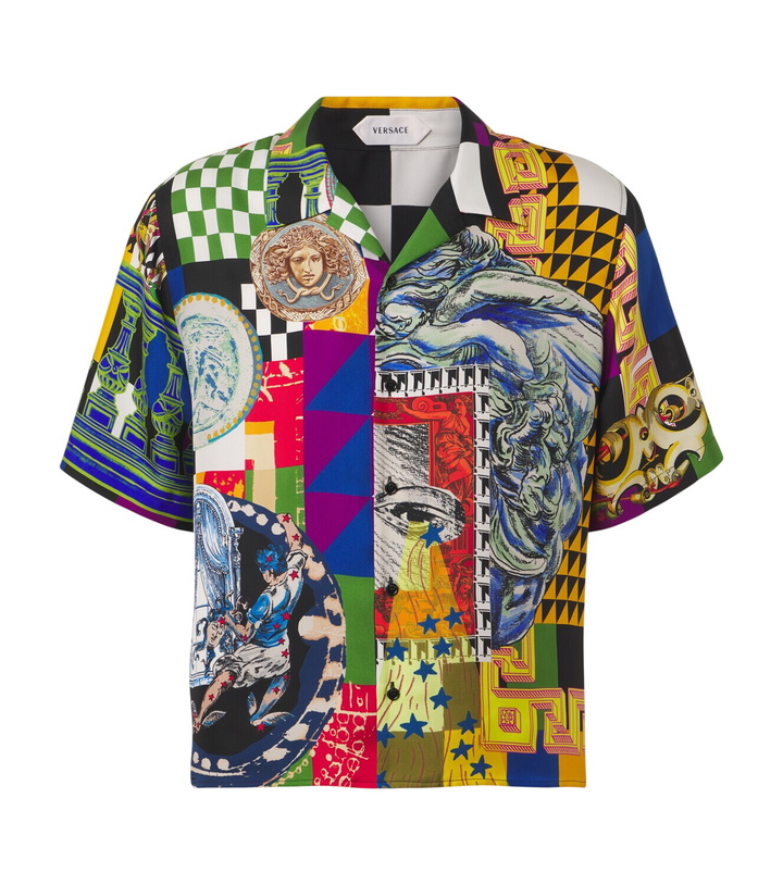 Photo: Versace Medusa silk twill bowling shirt