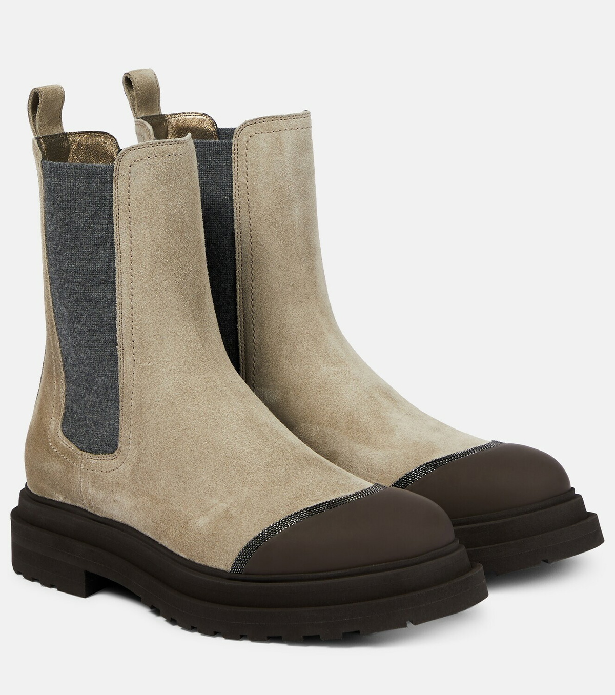 Brunello Cucinelli Embellished suede ankle boots