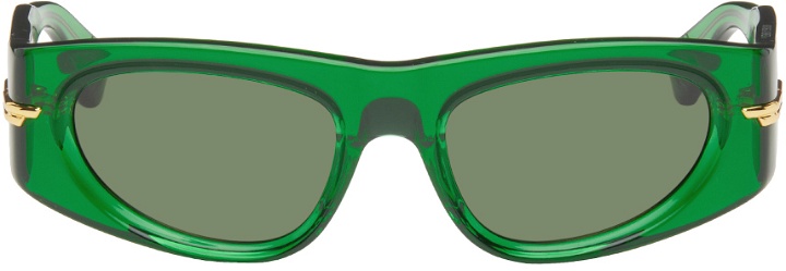 Photo: Bottega Veneta Green Cat-Eye Sunglasses