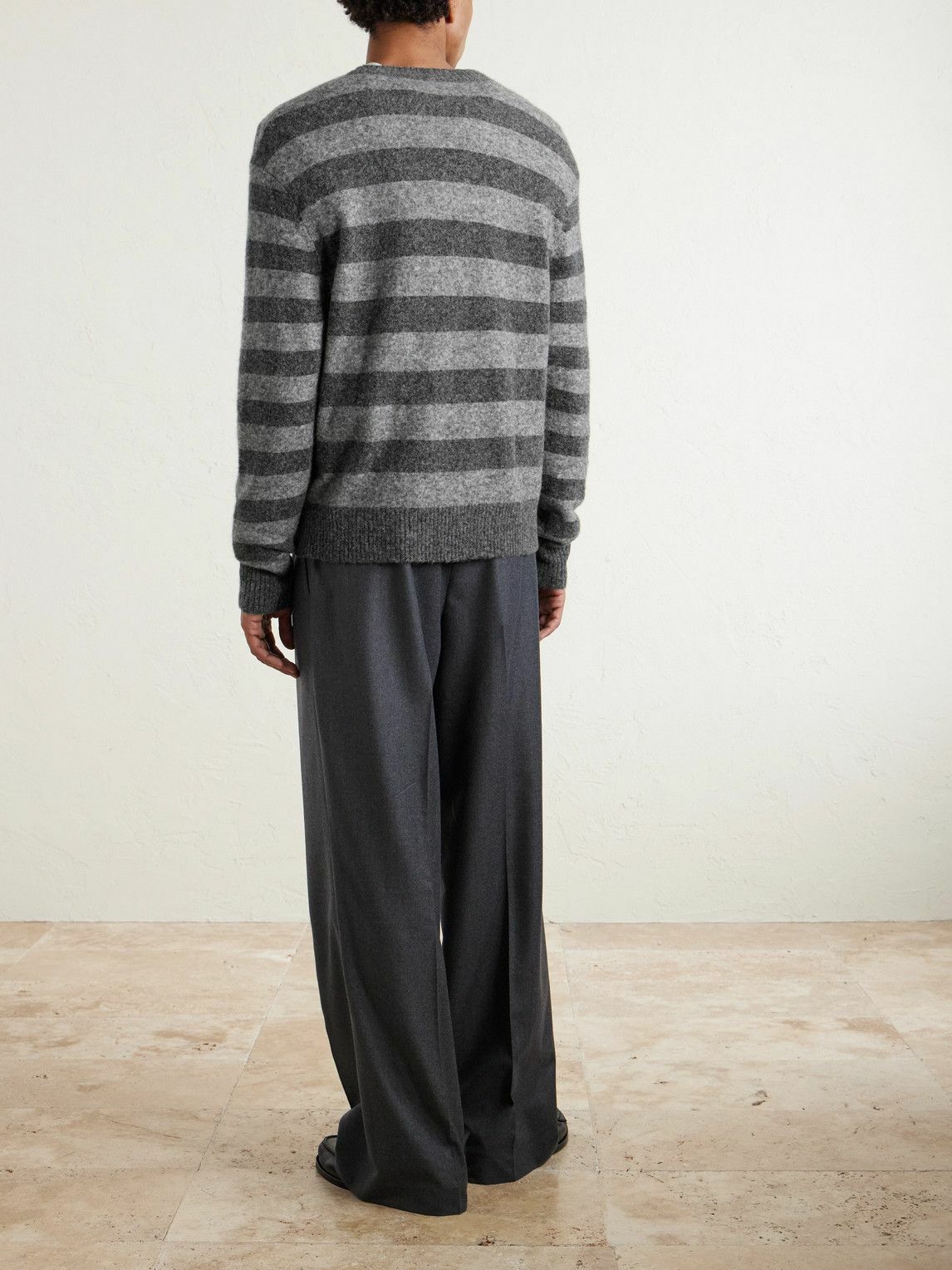 Officine Générale - Randy Striped Knitted Sweater - Gray