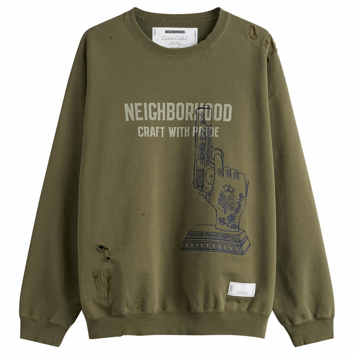 Neighborhood Men's Embroidered Savage Sweatshirt in Olive Drab
