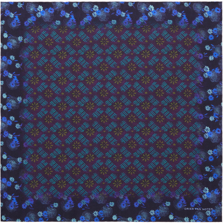 Photo: Dries Van Noten Blue Printed Silk Scarf