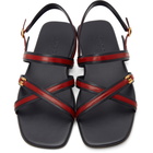 Gucci Navy and Red Interlocking G Sandals