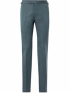 TOM FORD - Shelton Straight-Leg Cotton and Silk-Blend Suit Trousers - Blue