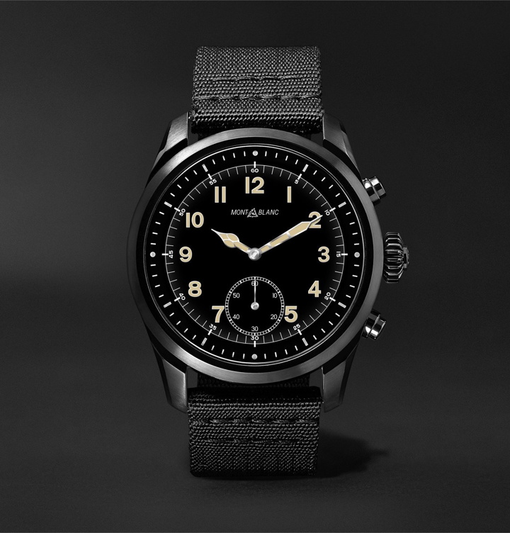 Photo: MONTBLANC - Summit 2 42mm Stainless Steel and Nylon Smart Watch, Ref. No. 119560 - Black