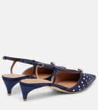 Malone Souliers Moore 40 embellished satin slingback pumps