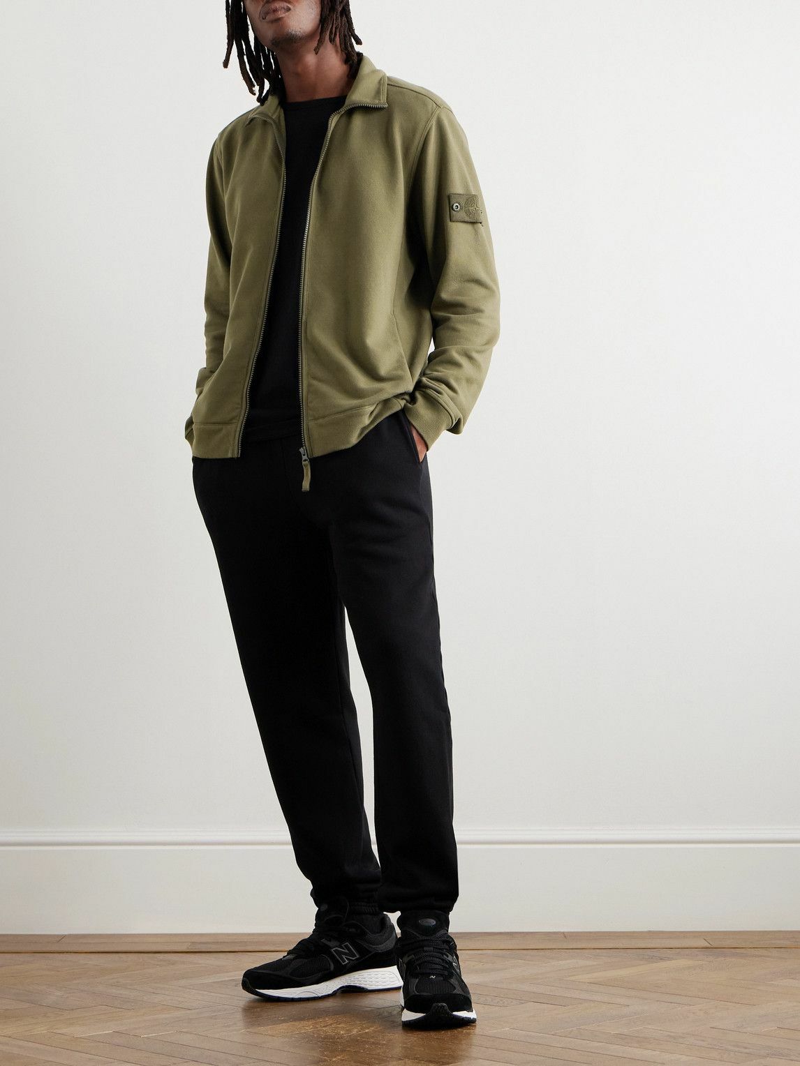 【希少】22aw stone  ghost zip bluson Stone Island - Ghost Cotton-Blend Jersey Zip-Up Sweatshirt - Green