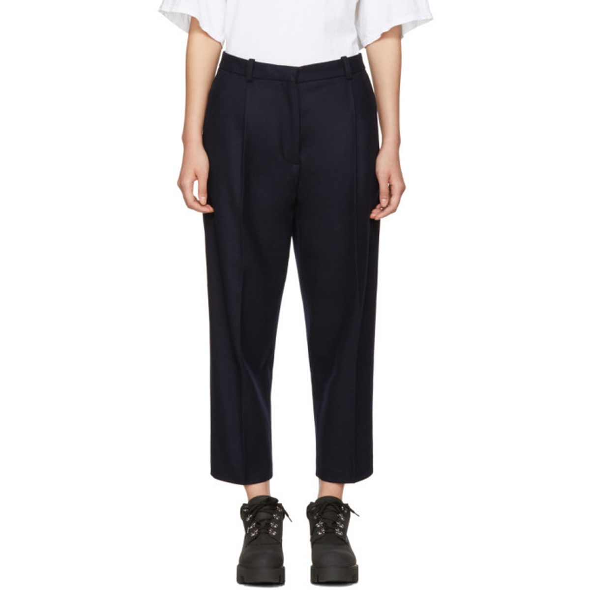 Regular Fit Cropped trousers - Navy blue - Men | H&M IN