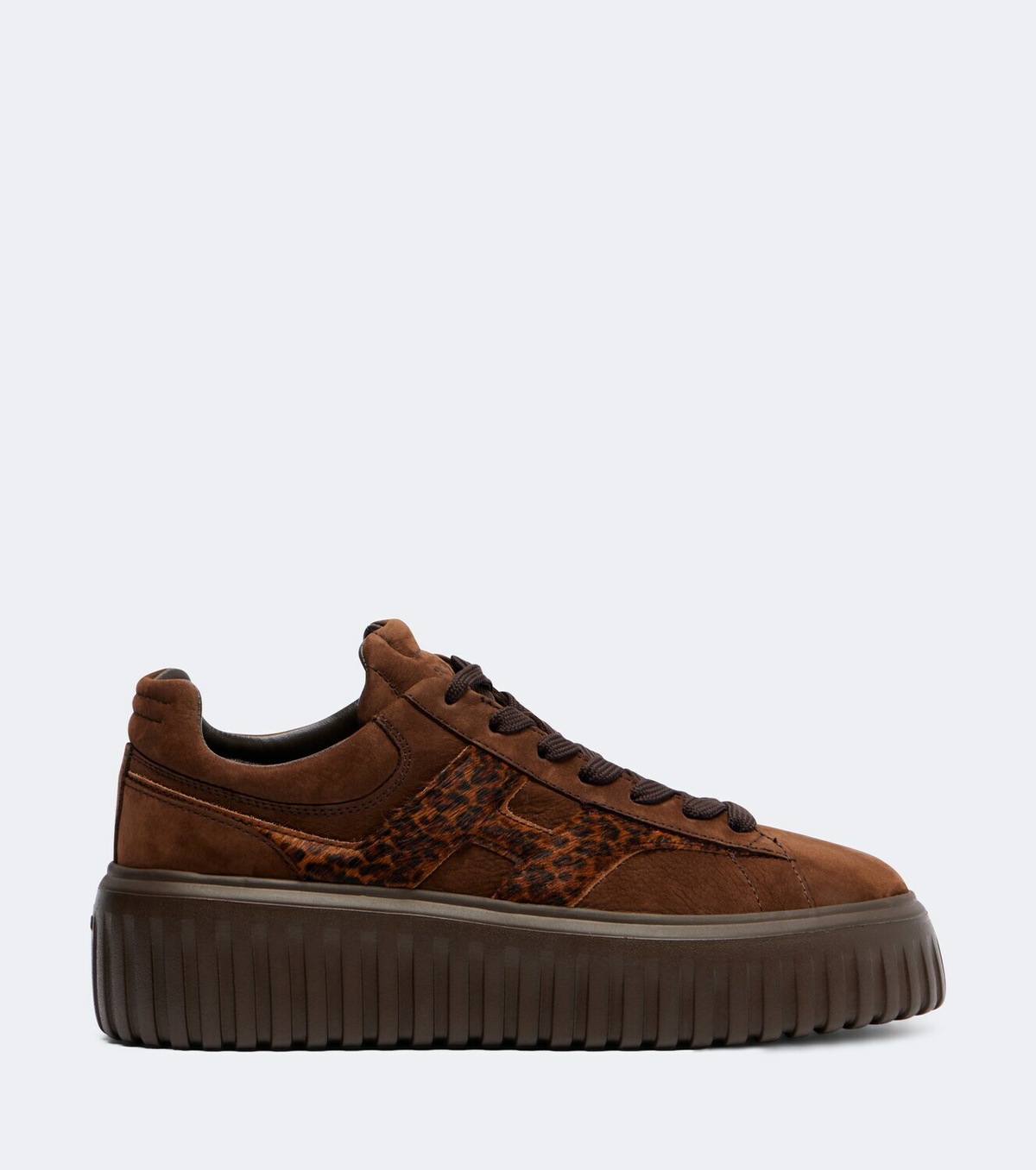 Hogan H645 fur-trimmed leather platform sneakers