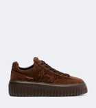 Hogan H645 fur-trimmed leather platform sneakers