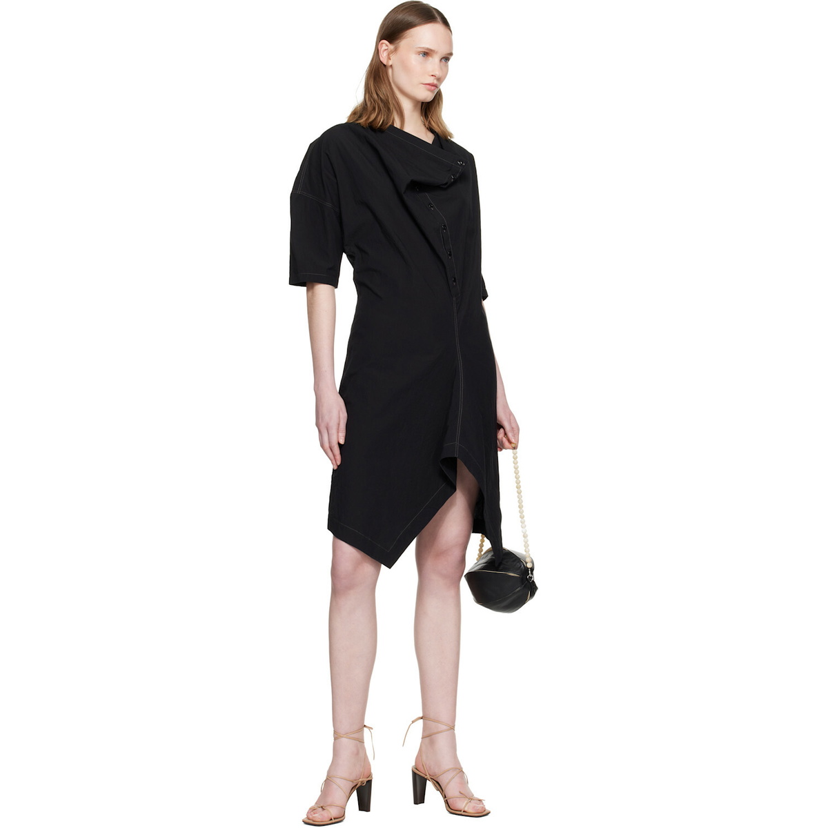 LEMAIRE Black Soft Collar Tube Minidress