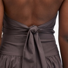 ST. Agni Women's Gathered Strapless Tie Back Maxi Dress in Chocolate Plum