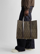 Fendi - Leather-Trimmed Logo-Jacquard Canvas Tote Bag