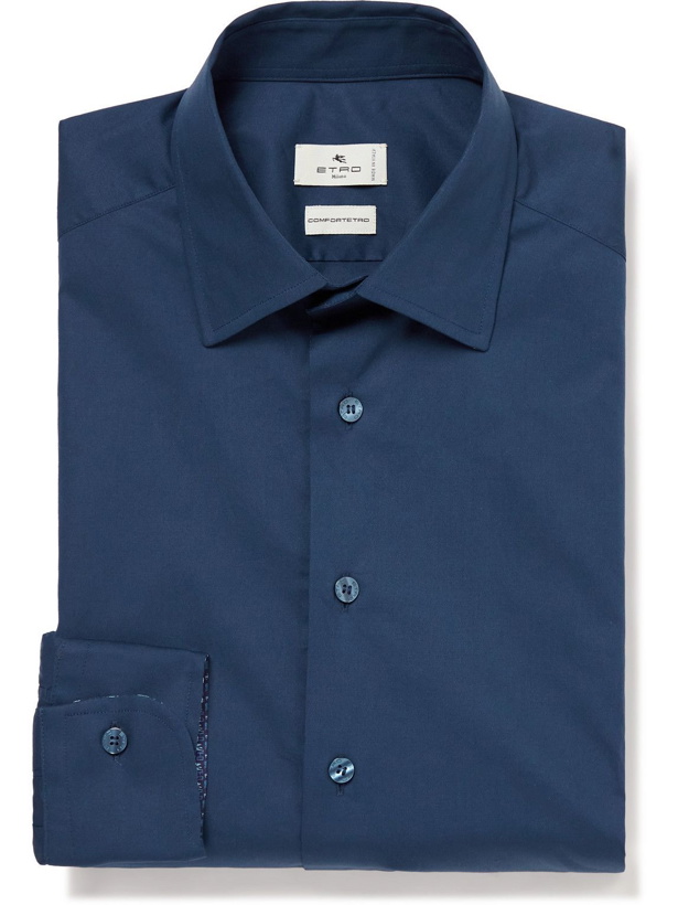 Photo: Etro - Cotton-Blend Poplin Shirt - Blue