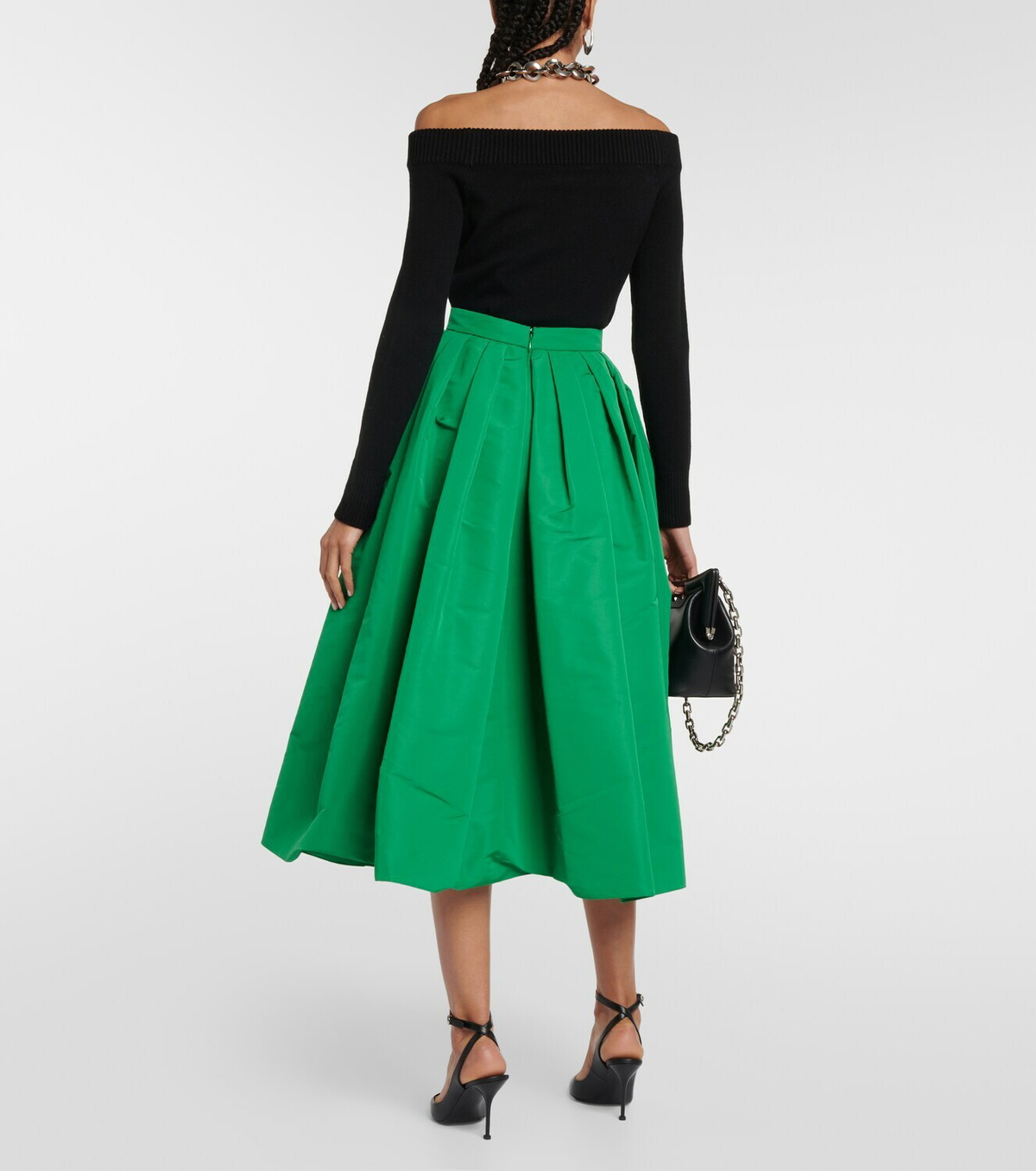 Alexander McQueen Gathered polyfaille midi skirt Alexander