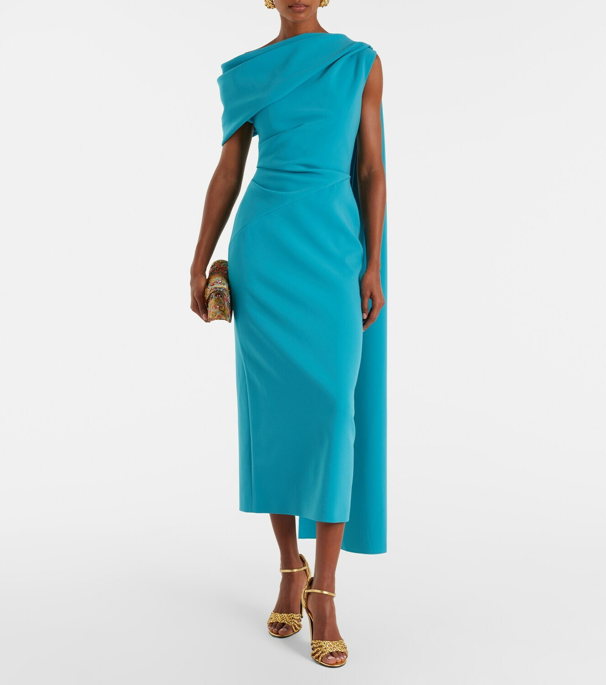 Roksanda Maite caped crêpe midi dress