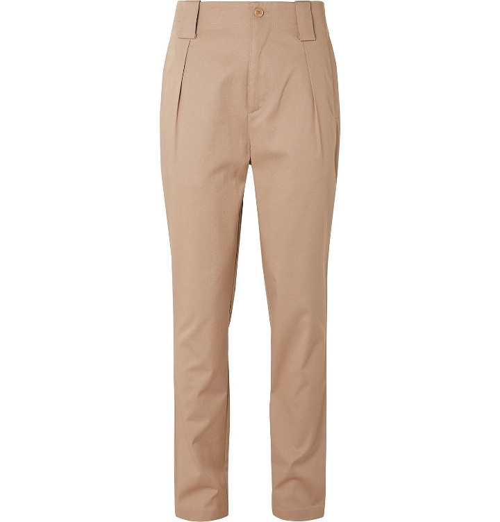Photo: Etro - Tapered Striped Satin-Jacquard Trousers - Neutrals