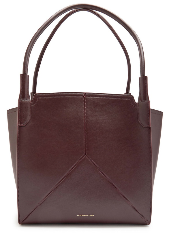 Photo: Victoria Beckham Victoria Small Panelled Leather Tote - Burgundy - One Size