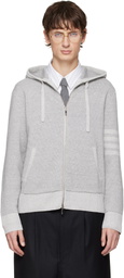 Thom Browne Gray Textured Striped Stitch 4-Bar Relaxed Fit Hoodie