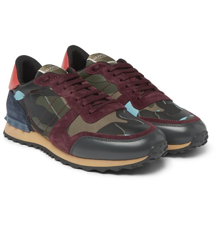 Photo: Valentino - Valentino Garavani Rockrunner Camouflage-Print Canvas, Leather and Suede Sneakers - Men - Green