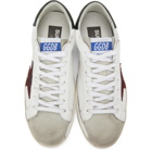 Golden Goose White and Burgundy Super-Star Sneakers