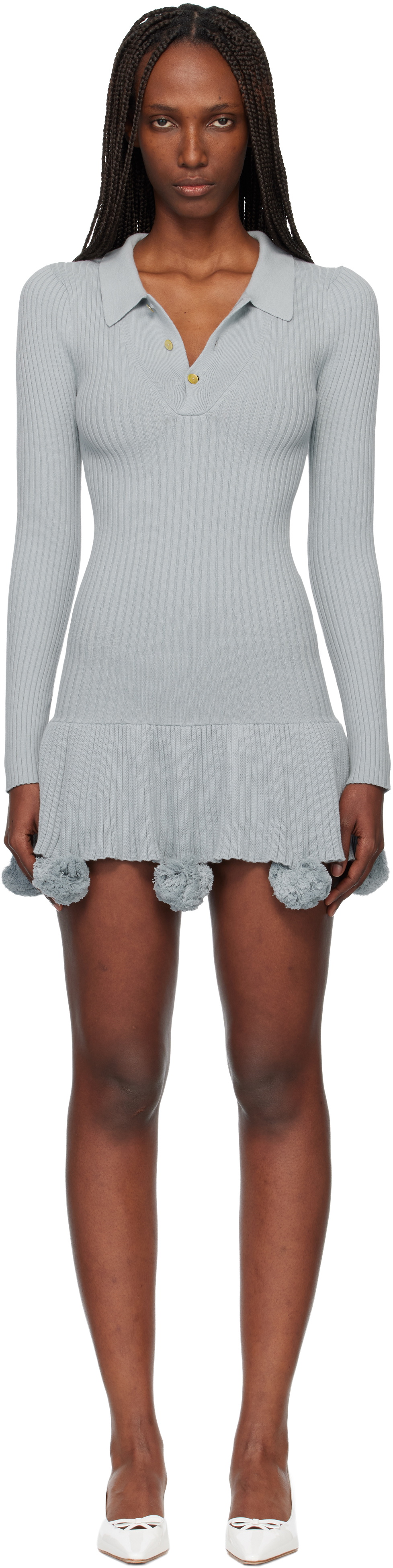 Conner Ives Blue Pom Pom Polo Minidress