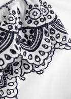 Veronica Beard Julianka Ruffled Stretch-cotton top White And Blue