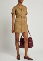 Frame The Safari Belted Stretch-cotton Mini Dress Khaki