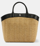 Savette Tondo Large leather-trimmed raffia tote bag
