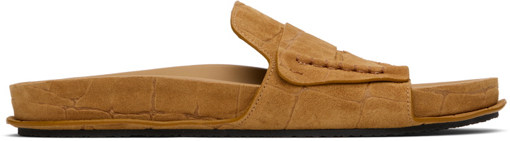 Photo: JACQUEMUS Tan Suede Loafer Sandals