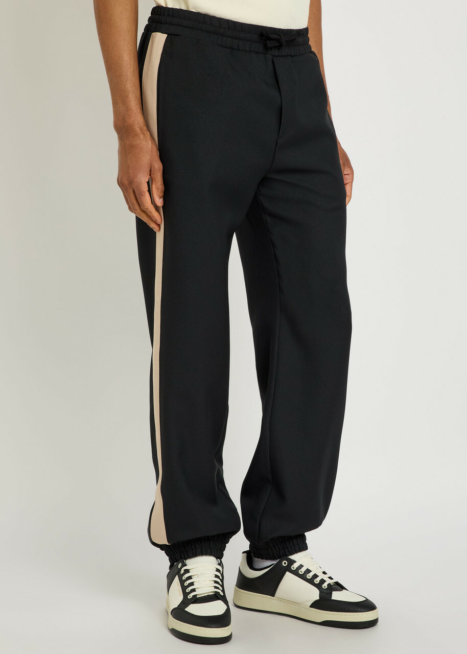 Valentino Garavani Panelled Jersey-twill Track Pants Black And White
