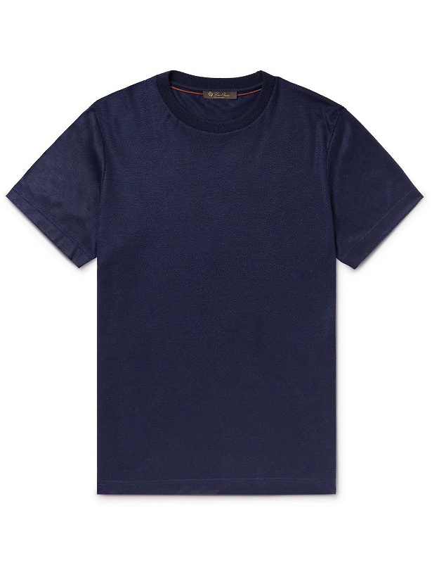 Photo: Loro Piana - Cashmere-Piqué T-Shirt - Blue
