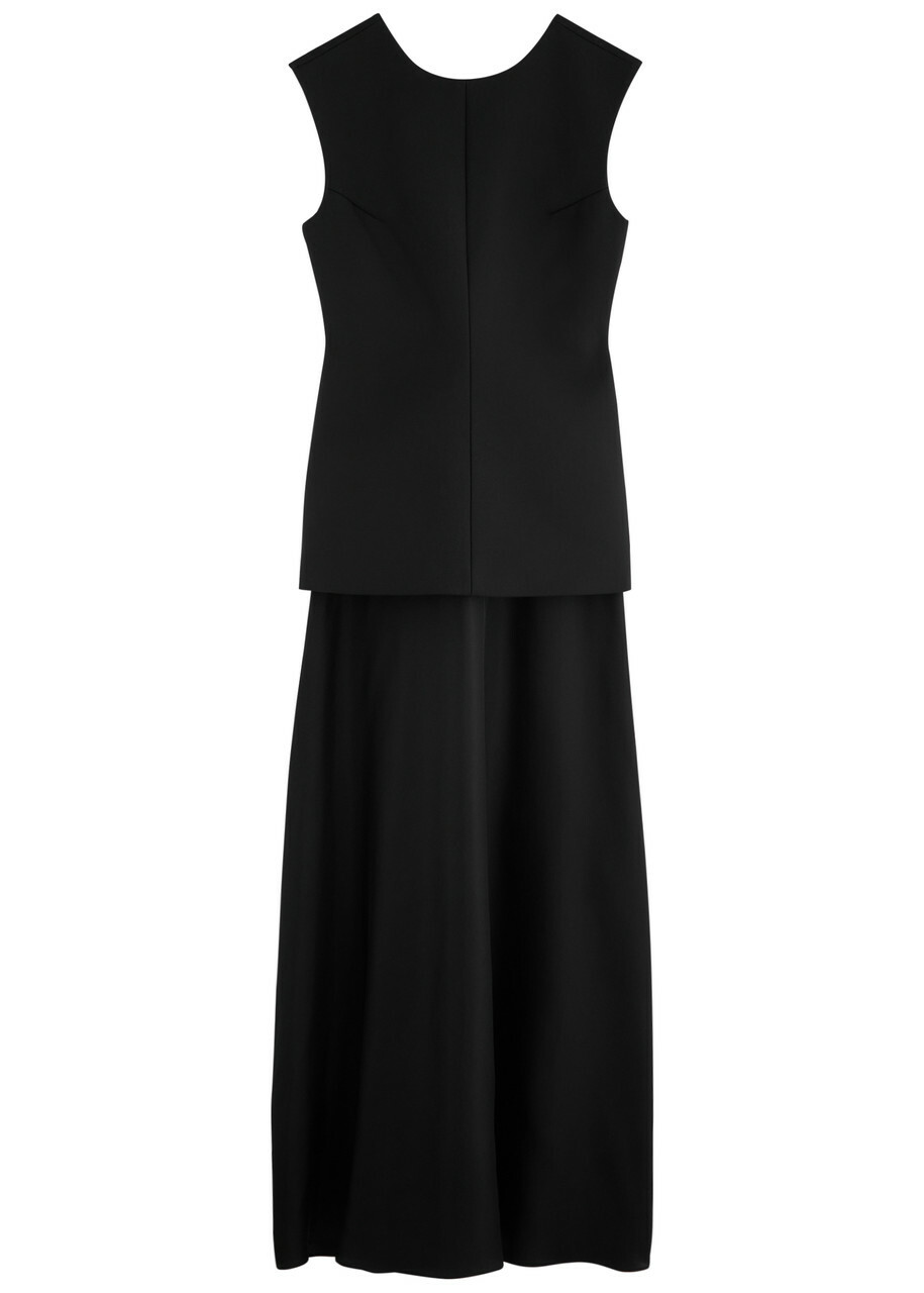 Rohe Layered Woven and Silk-satin Maxi Dress Black Rhe Rohe Layered Woven and Silk-satin Maxi Dress Black Rhe