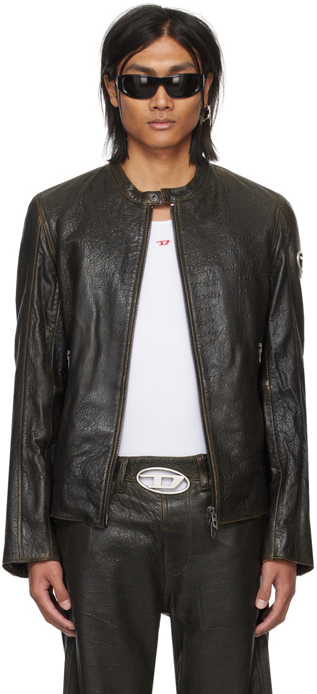 Photo: Diesel Brown L-Cobbe Leather Jacket