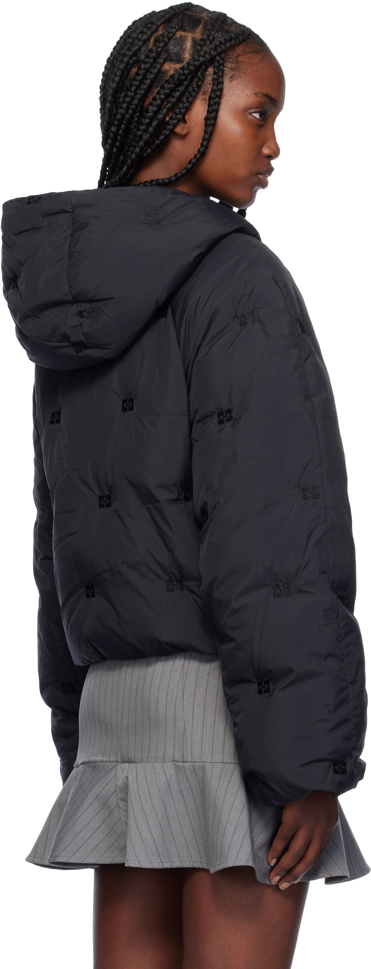 GANNI Black Short Tech Down Puffer Jacket GANNI