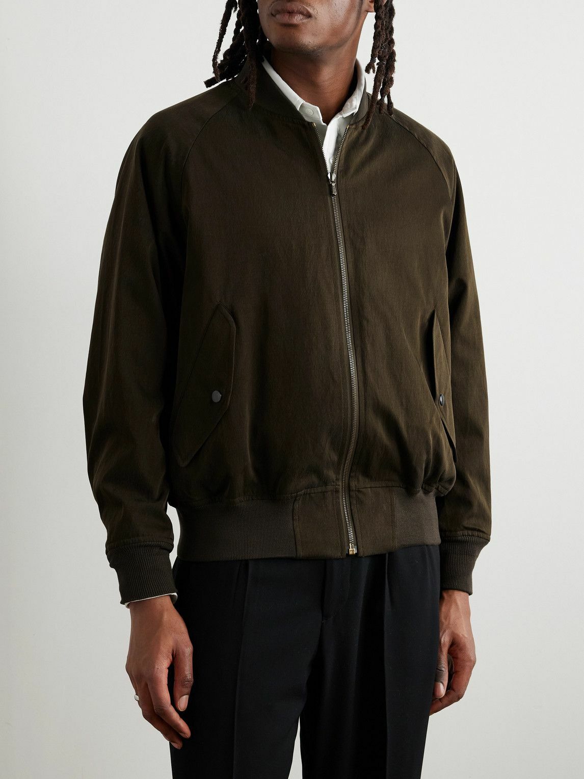 A.PRESSE - Silk and Cotton-Blend Bomber Jacket - Green A.PRESSE