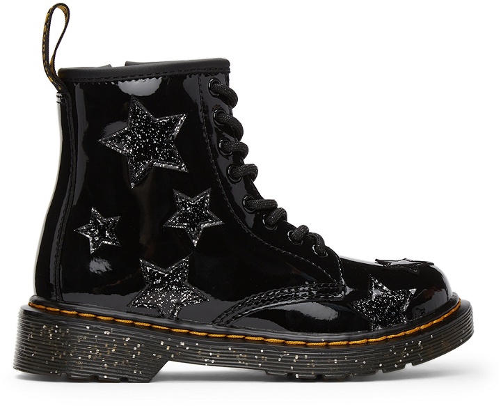 Photo: Dr. Martens Baby Black Patent 1460 Glitter Star Boots