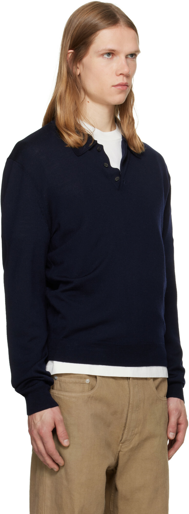 A.P.C. Navy Riou Wool Polo