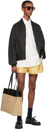Fendi Yellow & White Silk FF Vertigo Shorts