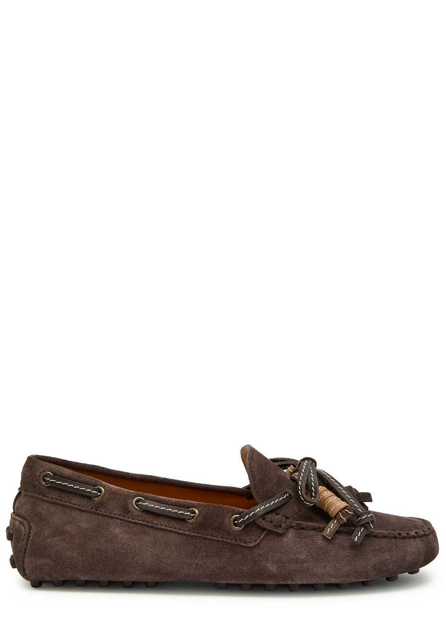 Tods Gommino Suede Loafers Brown
