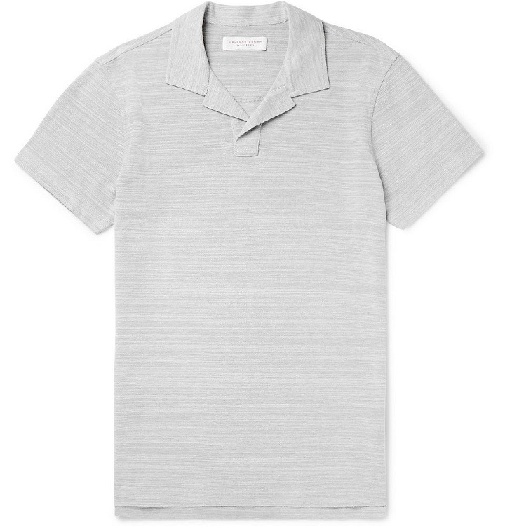 Photo: Orlebar Brown - Felix Mélange Cotton-Piqué Polo Shirt - Gray