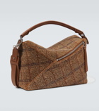 Loewe Puzzle Large tartan suede shoulder bag