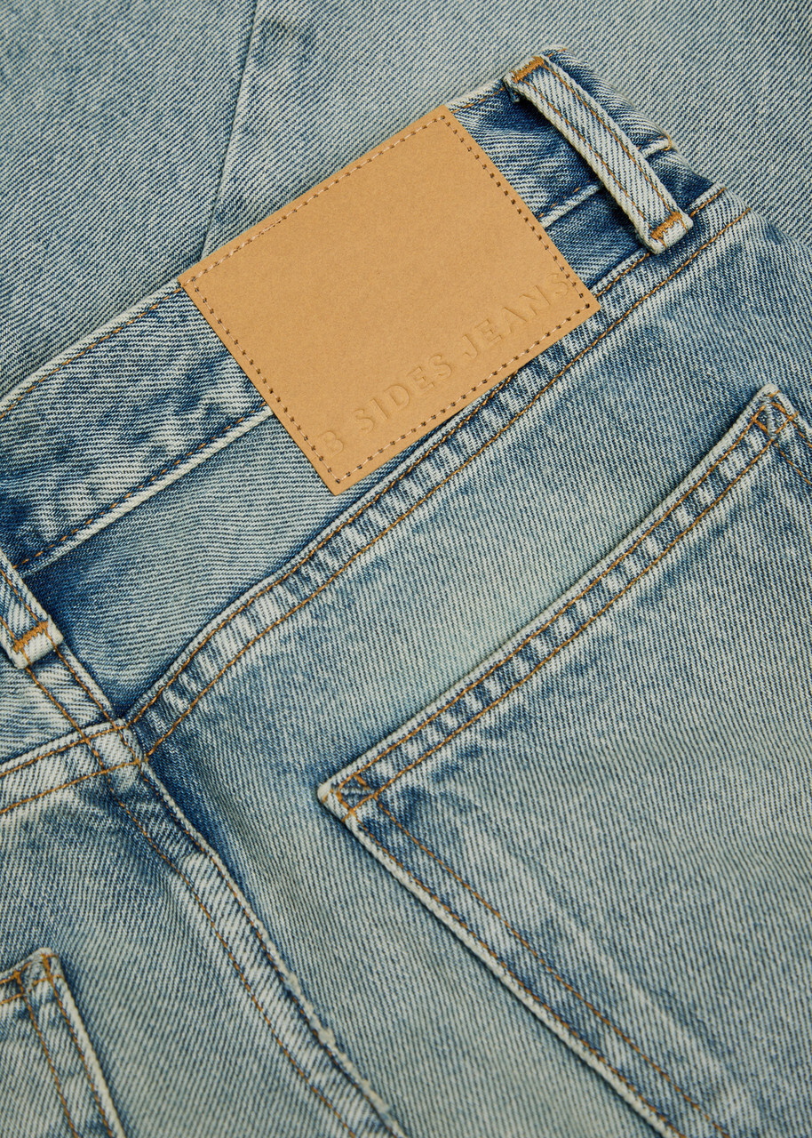 B Sides Slim Lasso Structured Barrel-leg Jeans Blue