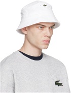 Lacoste White Unisex Organic Cotton Bucket Hat