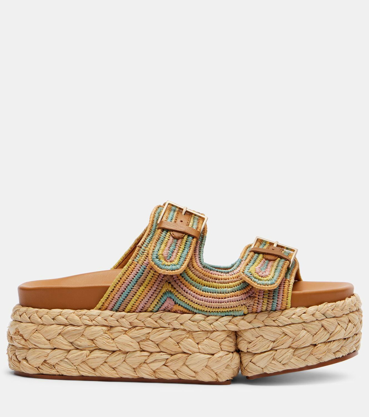 Clergerie Quinie raffia platform slides
