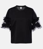 Noir Kei Ninomiya Ruffled tulle-trimmed cotton T-shirt